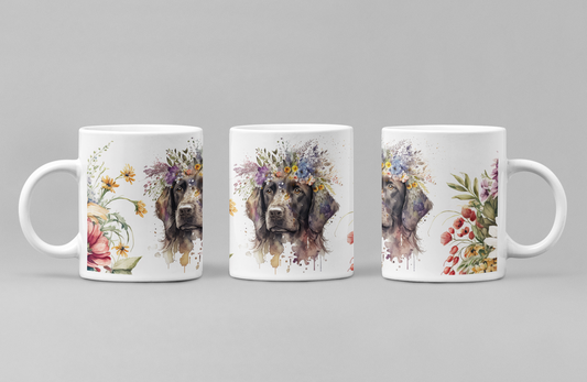 Brown Dog With flowers